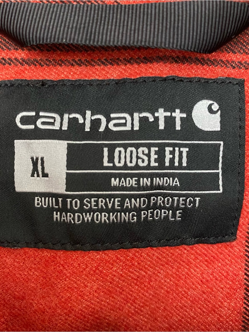 XL Carhartt Long sleeve Flannel Jacket TW4451-M Loose Fit 100% Cotton Red Plaid - Picture 5 of 10